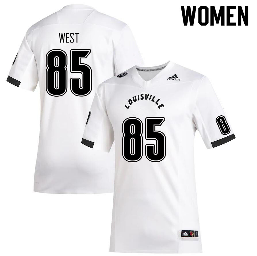 Women #85 Bradley West Louisville Cardinals College Football Jerseys Sale-White - Click Image to Close